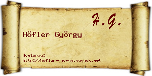 Höfler György névjegykártya